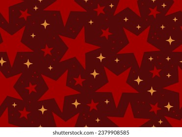 Red star seamless pattern for Christmas and New Year background. Seamless pattern. Red Stars texture. Merry Christmas and Happy New Year design. Winter holiday. Happy holiday. Decor for the New year