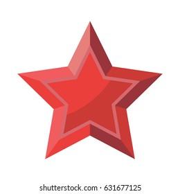 Red Star with shadows isolated on White Background 23 February 9 May. Symbol of victory.