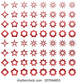 Red star shape collection - vector version