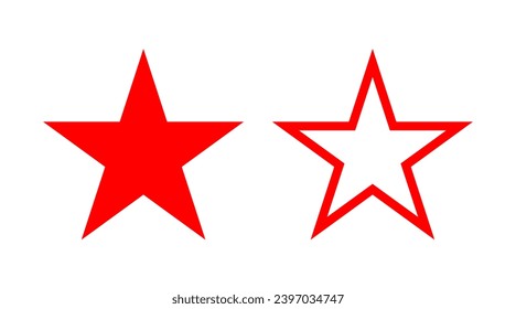 Los iconos planos de forma estrella roja establecen el vector de ilustración. Logo de la colección de estrellas navideñas aislado en fondo blanco.