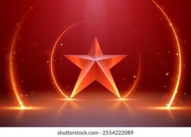 Red star shape with light effects