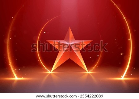 Red star shape with light effects
