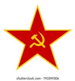 Red Star of the Soviet army with Sickle and Hammer. 