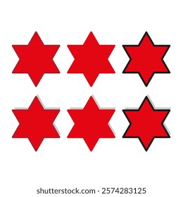 Red star symbols. Geometric shapes vector. Bold modern icons. Graphic isolated elements.