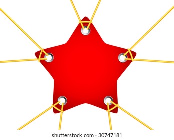 red star tag with golden rope