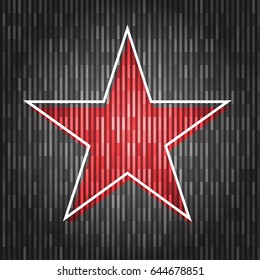 Red Star template with white Light Frame in elegant style. Vector Illustration.