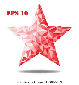 Red star triangle illustration. Abstract triangle geometrical multicolored background
