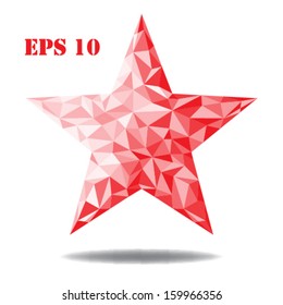 Red star triangle illustration. Abstract triangle geometrical multicolored background