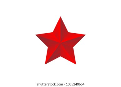 Red star. Vector 3d isolated illustration on white background