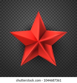 Red star. Vector illustration in grey background.