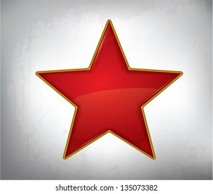 Red star vector illustration. Icon on white background