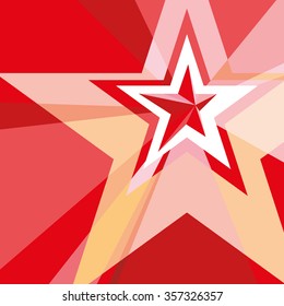 Red Star with the verge on the abstract background