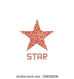 Red star, victory award symbol, pentagonal sign. Vector illustration