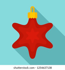 Red star xmas toy icon. Flat illustration of red star xmas toy vector icon for web design