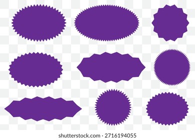 Vector rojo de la insignia del estallido estelar fijado con las etiquetas dentadas espigadas de la venta y las Formas engomadas promocionales para las etiquetas del descuento, los carteles, los Anuncios, y el Diseño gráfico