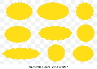 Vector rojo de la insignia del estallido estelar fijado con las etiquetas dentadas espigadas de la venta y las Formas engomadas promocionales para las etiquetas del descuento, los carteles, los Anuncios, y el Diseño gráfico
