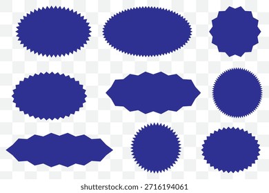 Vector rojo de la insignia del estallido estelar fijado con las etiquetas dentadas espigadas de la venta y las Formas engomadas promocionales para las etiquetas del descuento, los carteles, los Anuncios, y el Diseño gráfico