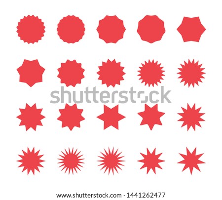 Red starburst badges set. Blank discount offer price stickers. Sunburst price labels.