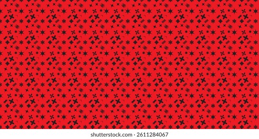 Red Starburst Scatter Pattern  Abstract Dark Geometric Motifs on Bold Red Background