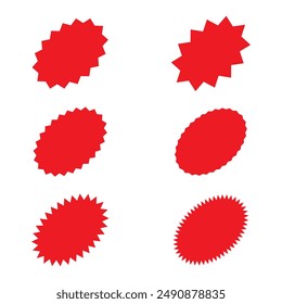 Red starburst set. Pack of 6