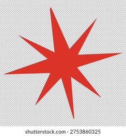 Red starburst shape with multiple sharp points
