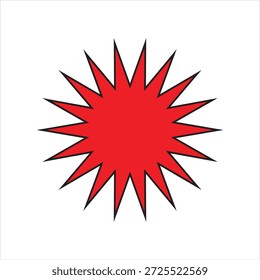 Red Starburst Shape – Sharp Symmetrical Attention Graphic