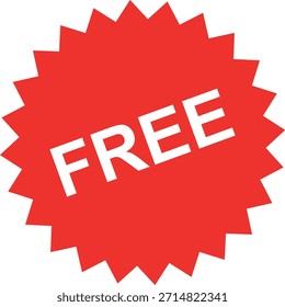 Forma de estallido rojo, fondo blanco, texto "GRATIS" en blanco, tipografía en negrita, gráfico de marketing, diseño que llama la atención, icono promocional.