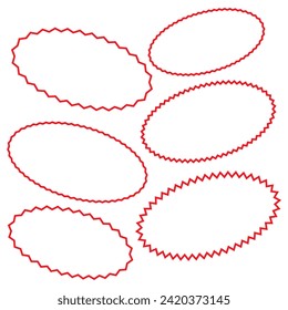 Red Starburst sticker set - collection of special offer sale oval shaped sunburst labels and badges.eps10