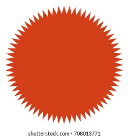 Red starburst, sunburst badge.  Vintage label, sticker. Simple flat style.Design elements. Vector illustration