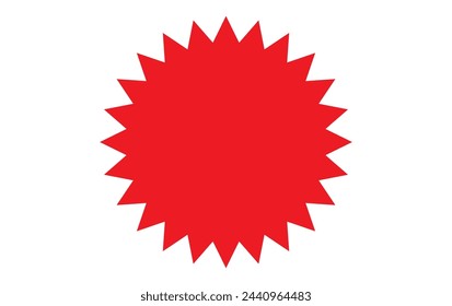  Red starburst, sunburst, burst, badge, sticker, stamp, seal or label, flat vector icon, design element.