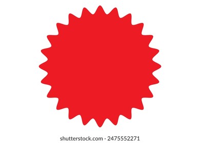  Red starburst, sunburst, burst, badge, sticker, stamp, seal or label, flat vector icon, design element.