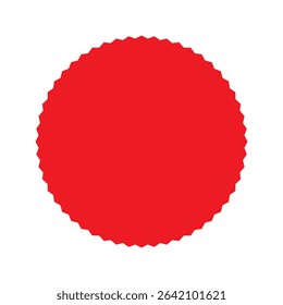 Red starburst, sunburst, burst, badge, sticker, stamp, seal or label, flat vector icon, design element.