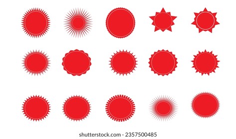 Red Starbursts Set, Illustration Vector 