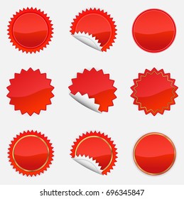 Red Starbursts Set,  Illustration Vector 10