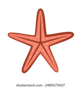 Red starfish in a flat style. Starfish are marine invertebrates. Vector illustration isolated on a white background for design and web.