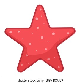 Red starfish icon, cartoon character sea aquatic animal flat style vector illustration isolated on white. Water inhabitant of seas and oceans. Sea star marine symbol. Dweller of coral reef in ocean