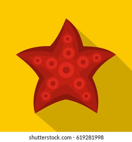 Red starfish icon. Flat illustration of red starfish vector icon for web