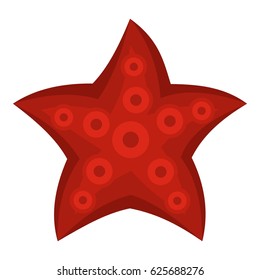 Red starfish icon flat isolated on white background vector illustration