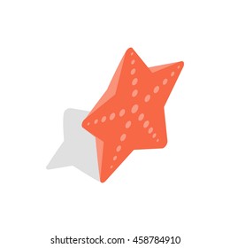 Red starfish icon in isometric 3d style on a white background