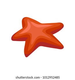 Red starfish invertebrate sea creature vector Illustration