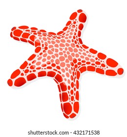 Red starfish isolated on white background. Vector Illustration