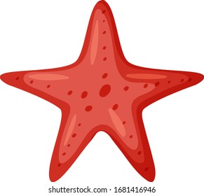 Red starfish on white background illustration