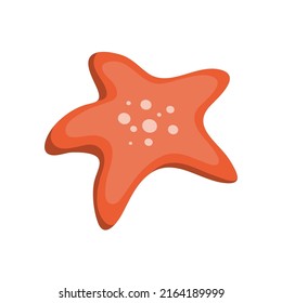 Red starfish. Sea shellfish. Underwater life and fauna. Symbol of the beach and summer resort. Cartoon vector illustration isolated on white background