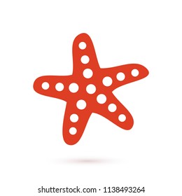 Red starfish vector icon.