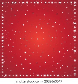 Red starry sky and stars border. Vector background.
