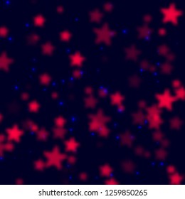 Red stars. Abstract bokeh vector background. - Vector illustration