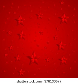 Red stars abstract bright background. Vector art design template
