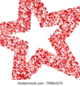 Red Stars Background. Bright Red Stars on a White Background. Modern Fashionable Background. Red Stars Background for Wrapping Paper, Postcards, Banners, Prints. Abstraction.