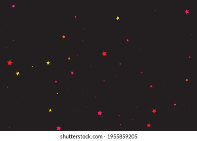 Red Stars Banner. Gold Confetti Banner. Pink Starry Design. Orange Texture Symbol. Sparkling Sky. Celebration Anniversary. Glitter Symbol. Falling Festive