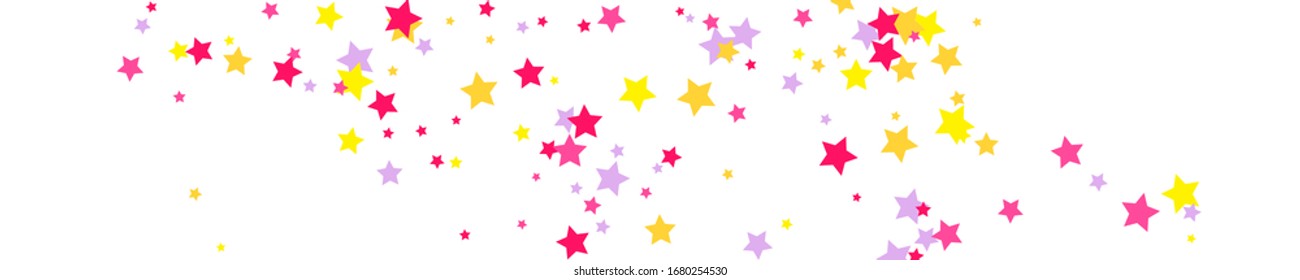 Red Stars Banner. Yellow Texture Symbol. Gold Confetti Greeting. Purple Starry Isolated. Summer Anniversary. Christmas Card. Sparkling Greeting. Celebration Anniversary.
